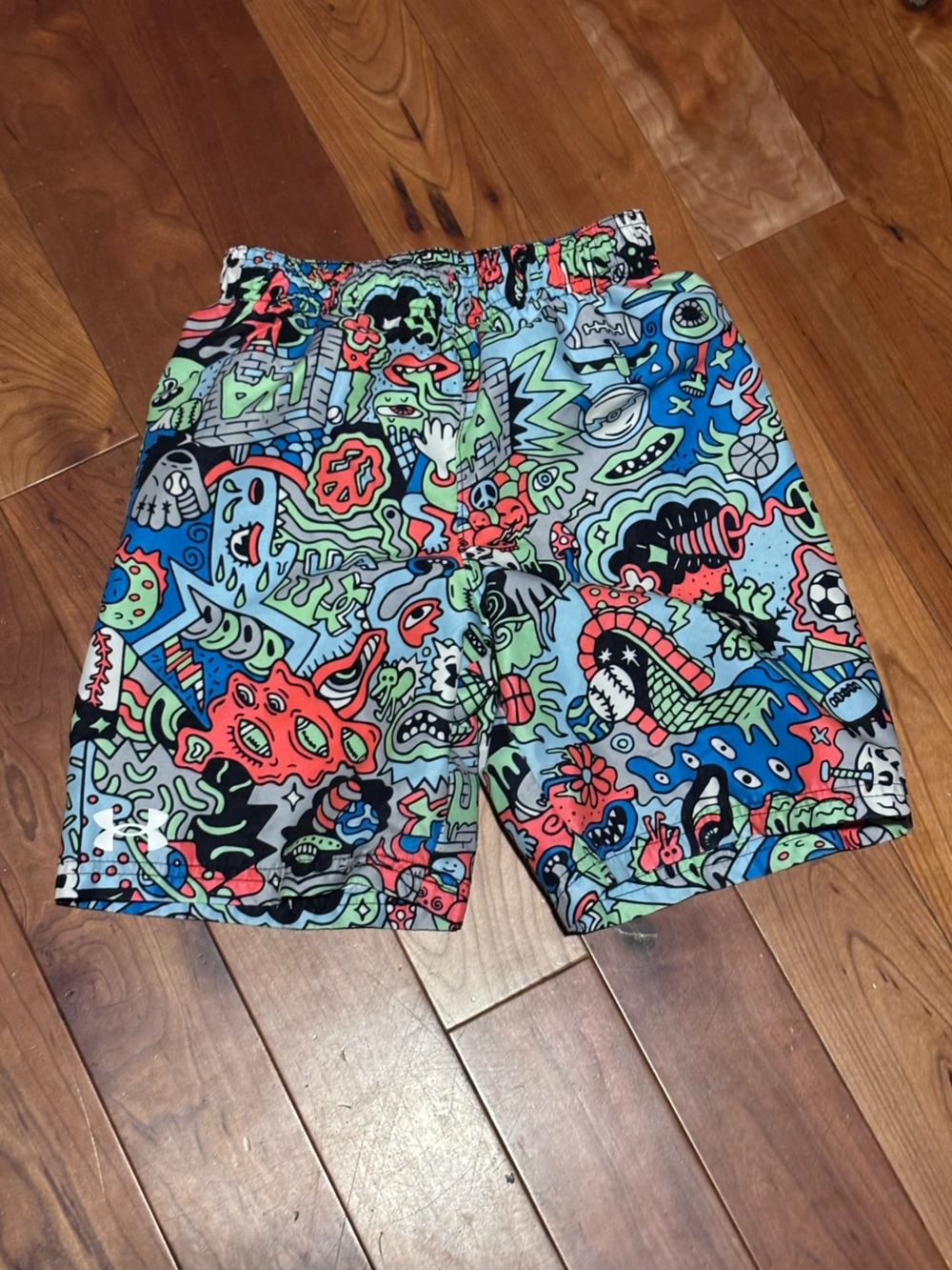 Under Armour Kids Multicolor Graphic Swim Trunks - Blue, Green, Black